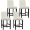4Pcs Upholstered Counter Stools Bar Stool Home Kitchen W/ Wooden Legs Beige
